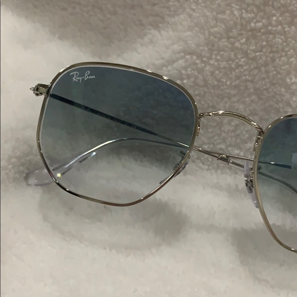 Ray-Ban Gold Frame Blue Gradient Lens Sunglasses - Picture 3 of 7